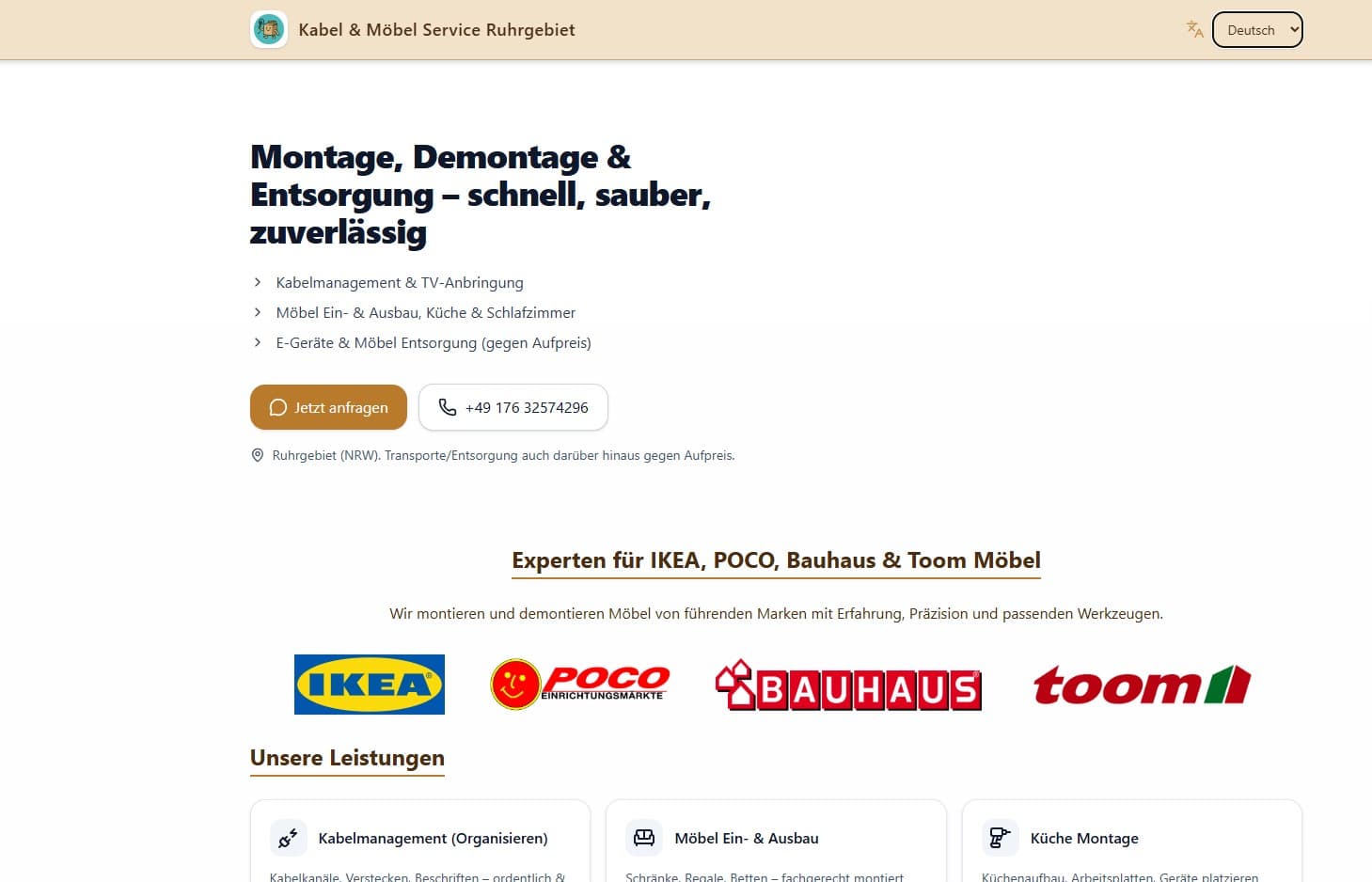 Kabel & Möbel Service Ruhrgebiet